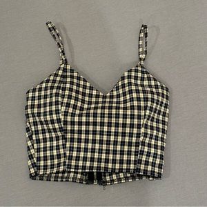 cropped plaid v-line tank from korea